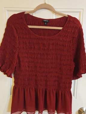 torrid Burgundy Smocked Peplum Top